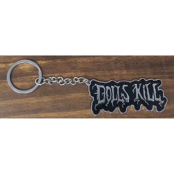 Dolls Kill Metal Enamel Logo Keychain NEW Goth 3" - Picture 1 of 7